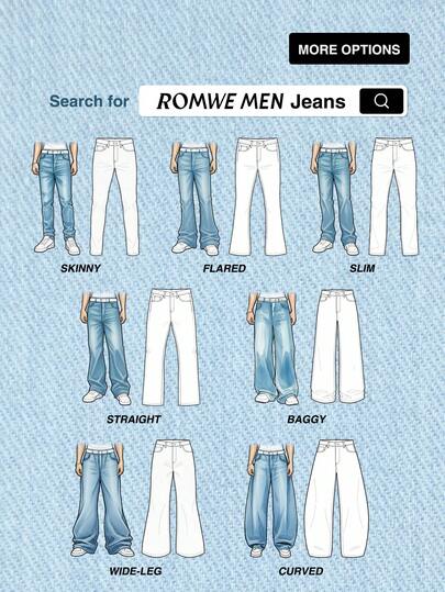 ROMWE MEN Street Life بنطلون جينز رجالي ضيق مغسول بتصميم متدرج وواسع أسفل