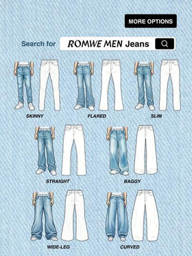 ROMWE MEN Grunge Punk بنطلون جينز كاجوال للرجال بتصميم بسيط وأنيق للارتداء اليومي
