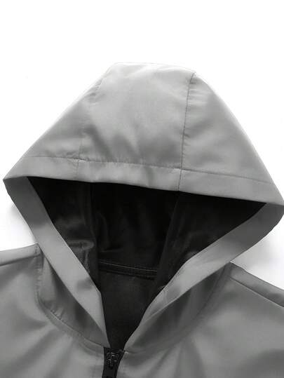 Manfinity Homme جاكيت رجالية كاجوال مزودة بسحاب وقبعة