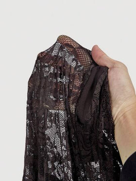 SHEIN MOD فستان نسائي من الدانتيل البني الشوكولاتة مع رقعات