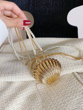 حقيبة كروسبودي نسائية معلقة ذات سلسلة لؤلؤية، حقيبة كتف معدنية صغيرة بتصميم أنيق، حقيبة أنيقة مناسبة لحفلات الزفاف والعشاء والمناسبات الرسمية وحفلات عيد الميلاد وملابس السهرة للنساء