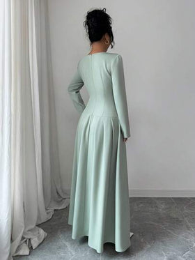 SHEIN Elenzya فستان شتوي أنيق للنساء بتصميم من الراين الأخضر، مناسب للمواعيد والحفلات والتجمعات