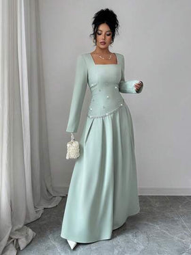 SHEIN Elenzya فستان شتوي أنيق للنساء بتصميم من الراين الأخضر، مناسب للمواعيد والحفلات والتجمعات