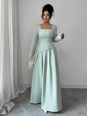 SHEIN Elenzya فستان شتوي أنيق للنساء بتصميم من الراين الأخضر، مناسب للمواعيد والحفلات والتجمعات