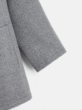 SHEIN EZwear معطف مزود بغطاء وجيبين أمامي بأزرار للخريف/الشتاء
