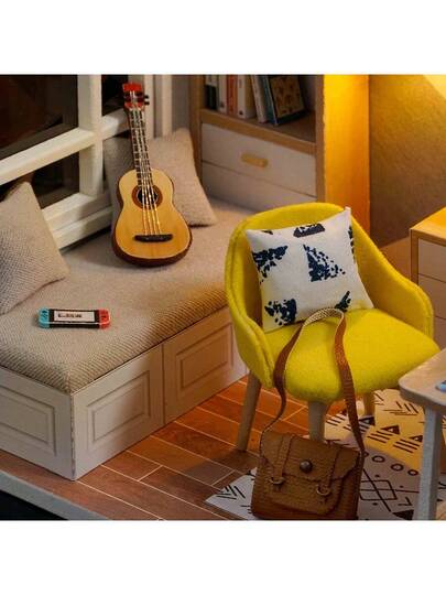 طقم دمية مصغرة DIY يدوية، طقم تجميع نموذج غرفة دراسة مع غطاء غبار، لعبة بازل ثلاثية الأبعاد هدية، ديكور منزلي لغرفة النوم، مناسب للمراهقين والفتيات والأولاد والسيدات والرجال والبالغين