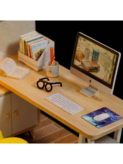 طقم دمية مصغرة DIY يدوية، طقم تجميع نموذج غرفة دراسة مع غطاء غبار، لعبة بازل ثلاثية الأبعاد هدية، ديكور منزلي لغرفة النوم، مناسب للمراهقين والفتيات والأولاد والسيدات والرجال والبالغين