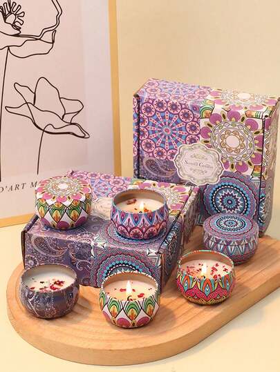 4 قطع/1 مجموعة مجموعة شموع معطرة، صندوق هدايا ملون، روائح متنوعة، وقت احتراق طويل، خالية من الدخان - هدية مثالية للعائلة والأصدقاء وعيد الحب والعام الجديد والنساء وعيد الميلاد والعطلات وحفلات الزفاف وعطر المنزل