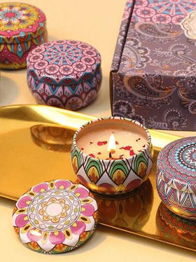 4 قطع/1 مجموعة مجموعة شموع معطرة، صندوق هدايا ملون، روائح متنوعة، وقت احتراق طويل، خالية من الدخان - هدية مثالية للعائلة والأصدقاء وعيد الحب والعام الجديد والنساء وعيد الميلاد والعطلات وحفلات الزفاف وعطر المنزل