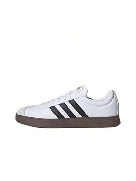 Adidas حذاء رياضي منخفض من أديداس Vl Court Classic متعدد الاستخدامات، مريح، ذو نعل رفيع، مقاوم للانزلاق، ومتين، مناسب للجنسين، باللونين الأبيض والأسود.