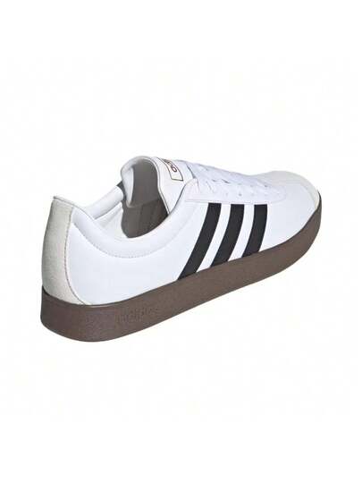 Adidas حذاء رياضي منخفض من أديداس Vl Court Classic متعدد الاستخدامات، مريح، ذو نعل رفيع، مقاوم للانزلاق، ومتين، مناسب للجنسين، باللونين الأبيض والأسود.