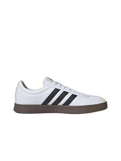 Adidas حذاء رياضي منخفض من أديداس Vl Court Classic متعدد الاستخدامات، مريح، ذو نعل رفيع، مقاوم للانزلاق، ومتين، مناسب للجنسين، باللونين الأبيض والأسود.