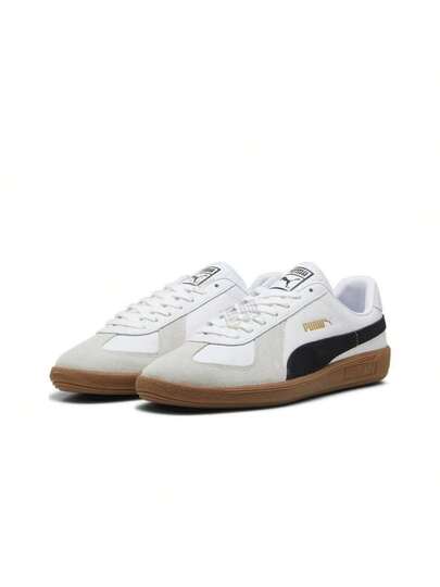 حذاء رياضي PUMA Army Trainer كلاسيكي منخفض الرقبة، للجنسين، أبيض/رمادي/أسود