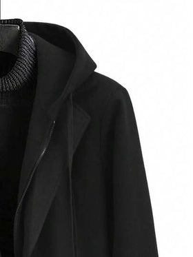Manfinity CasualCool معطف طويل كاجوال بقلنسوة من التويد للرجال، معطف طويل متوسط من التويد بسحاب وقلنسوة للرجال للاستخدام اليومي في الخريف والشتاء، نسيج جيد للموسم البارد، راحة عالية، دفء قوي، مناسب كهدية للزوج أو الحبيب أو الأخ للخروج