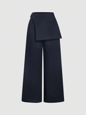 SHEIN MOD بنطلون رسمي نسائي بطبقة زرقاء داكنة، مناسب لموسم العودة إلى المدرسة، ملابس عمل في فصل الخريف/الشتاء