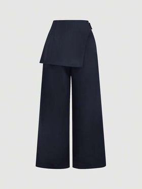 SHEIN MOD بنطلون رسمي نسائي بطبقة زرقاء داكنة، مناسب لموسم العودة إلى المدرسة، ملابس عمل في فصل الخريف/الشتاء
