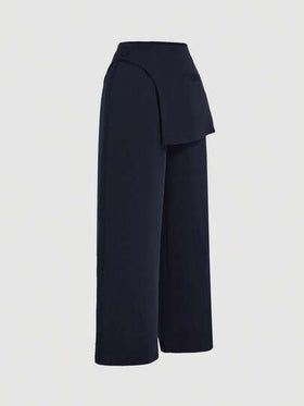 SHEIN MOD بنطلون رسمي نسائي بطبقة زرقاء داكنة، مناسب لموسم العودة إلى المدرسة، ملابس عمل في فصل الخريف/الشتاء