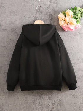 SHEIN معطف كاجوال فضفاض مريح مبطن حراري مع كابوشون للفتيات المراهقات، خريف/شتاء