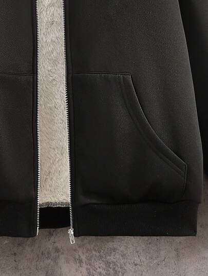 SHEIN معطف كاجوال فضفاض مريح مبطن حراري مع كابوشون للفتيات المراهقات، خريف/شتاء