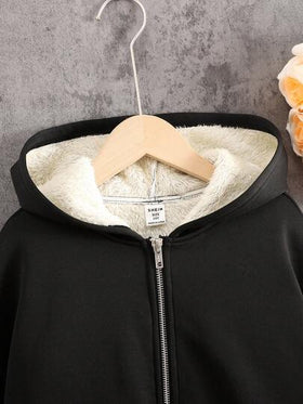 SHEIN معطف كاجوال فضفاض مريح مبطن حراري مع كابوشون للفتيات المراهقات، خريف/شتاء