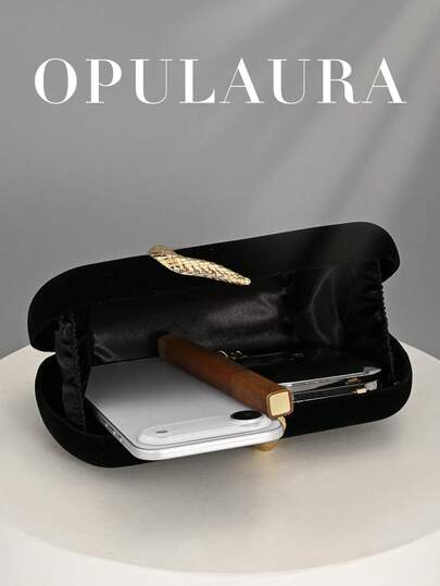 حقيبة كلاتش مخملية عتيقة للنساء من OpulAura، بتصميم مشبك على شكل ثعبان، بطراز أوروبي وأمريكي، حقيبة كلاتش صندوقية بجلد ثعبان بسيطة، مناسبة للزفاف والحفلات الرسمية والسهرات، حقيبة يد وحقيبة كتف، مع سلسلة عالية الجودة