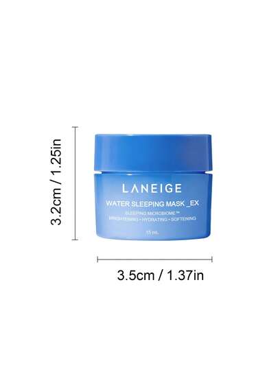 Laneige قناع النوم الأزرق هيدرا - رطوبة شديدة، إصلاح ليلي، تهدئة وتخفيف، علبة صغيرة، ترطيب طوال الليل، صيغة بدون شطف، إصلاح حاجز البشرة، حجم السفر - 15مل/0.5أونصة
