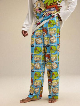 Nick 90s | SHEIN بدلة رياضية رجالية كاجوال مطبوعة برسوم كرتونية مضحكة، ذات كتف منخفض وأكمام طويلة فضفاضة، مجموعة ملابس منزلية للربيع/الخريف والشتاء
