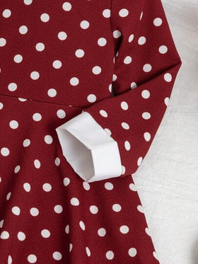 SHEIN Elladie kids فستان كاجوال للبنات بياقة ملونة وخصر مضفر