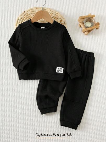 Cozy Pixies مجموعة من قطعتين من البلوزة ذات الرقبة الطاقم طويلة الأكمام والبنطلون ذو الخصر المطاطي للأطفال الصغار، بنمط أساسي مريح وشامل للاستخدام في الداخل والخارج والأنشطة اليومية والرياضة والحفلات والمناسبات مثل عيد الميلاد ورأس السنة والخريف/الشتاء
