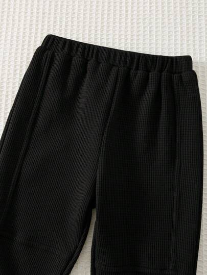 Cozy Pixies مجموعة من قطعتين من البلوزة ذات الرقبة الطاقم طويلة الأكمام والبنطلون ذو الخصر المطاطي للأطفال الصغار، بنمط أساسي مريح وشامل للاستخدام في الداخل والخارج والأنشطة اليومية والرياضة والحفلات والمناسبات مثل عيد الميلاد ورأس السنة والخريف/الشتاء