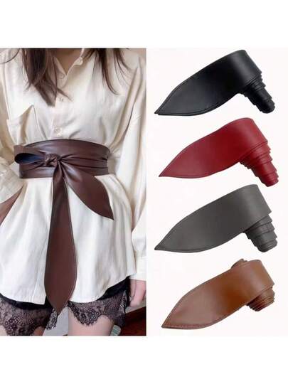 حزام خصر للنساء، حزام أنيق مزين بعقدة فيونكة، مناسب للفساتين والسترات والمعاطف والجاكيتات