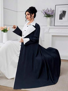 Al Najma رمضان عباءة نسائية للارتداء اليومي، قميص بياقة مزدوجة وطبقات متداخلة، موسم الخريف