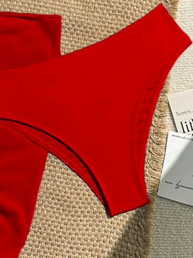 Swim Vcay 3 قطعة للمرأة، ملابس سباحة 'بيكيني' مجموعة لون واحد لون جذاب، شاطئ الصيفي، عطلة