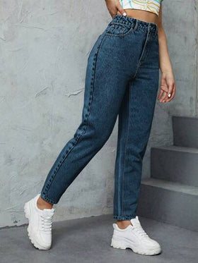 SHEIN ICON بناطيل جينز للأمهات متعددة الاستخدامات وعملية للنساء مع جيوب
