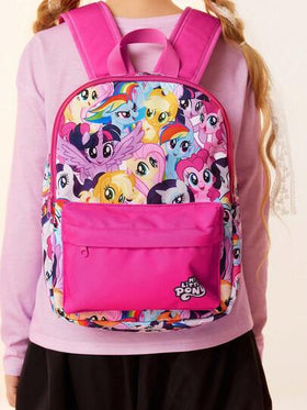 My Little Pony X SHEIN حقيبة ظهر بطباعة كرتونية، قابلة للتعديل، حقيبة رياضية، حقيبة كاجوال، حقيبة قماشية، حقيبة مدرسية، حقيبة سفر، للبنات، للأولاد، للمراهقين، للنساء، للرجال، تواي لايت سبارك، رينبو داش، أبل جاك، رارتي، فلاتيرشاي، بينكي باي.