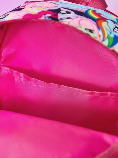 My Little Pony X SHEIN حقيبة ظهر بطباعة كرتونية، قابلة للتعديل، حقيبة رياضية، حقيبة كاجوال، حقيبة قماشية، حقيبة مدرسية، حقيبة سفر، للبنات، للأولاد، للمراهقين، للنساء، للرجال، تواي لايت سبارك، رينبو داش، أبل جاك، رارتي، فلاتيرشاي، بينكي باي.