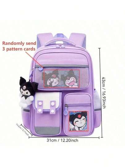 SANRIO حقيبة ظهر كورومي من سانريو متعددة الجيوب - بتصميم كورومي الجميل، حقيبة كتف خفيفة الوزن مع حجرات، مناسبة للجوائز والمكافآت