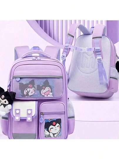 SANRIO حقيبة ظهر كورومي من سانريو متعددة الجيوب - بتصميم كورومي الجميل، حقيبة كتف خفيفة الوزن مع حجرات، مناسبة للجوائز والمكافآت