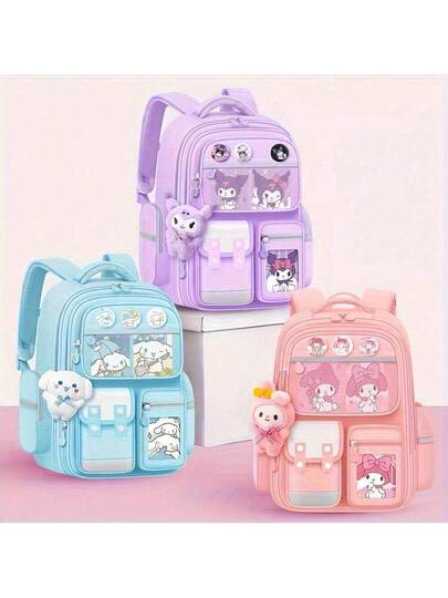 SANRIO حقيبة ظهر كورومي من سانريو متعددة الجيوب - بتصميم كورومي الجميل، حقيبة كتف خفيفة الوزن مع حجرات، مناسبة للجوائز والمكافآت