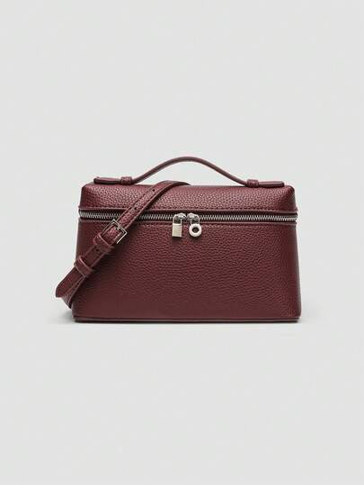 حقيبة كتف مربعة من جلد البي يو ذات لون أحادي وبنقشة جلد الليتشي، حقيبة يد صغيرة للنساء، مناسبة للموضة اليومية والخروجات والتسوق والحفلات، حقيبة مريحة وأنيقة للنساء للتنقل، هدية مثالية لعيد الحب، أناقة وأسلوب عصري مناسب لجميع المناسبات، إحساس بالفخامة المع