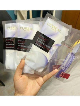 L’Oreal Paris قناع أمبول ريفيتا ليفت فيلر HA برو-زيلان 1/5 قطع، قناع وجه مرطب ومهدئ مع فيتامين ب5، سنتيلا وحمض الهيالورونيك، قناع مضاد للشيخوخة وتقليل التجاعيد للبشرة الحساسة/الجافة، إنقاذ بعد الإجراءات التجميلية/الليلية
