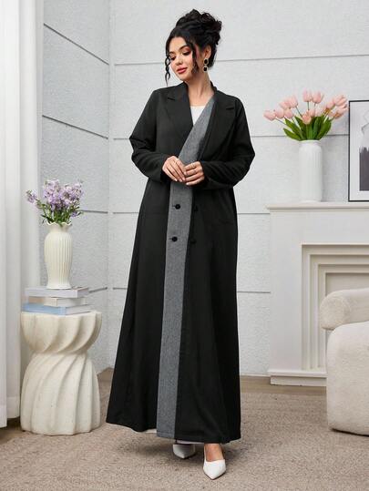 Yasmyna رمضان عباءة نسائية بتصميم رائع من قماش المربعات والرقعات