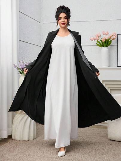 Yasmyna رمضان عباءة نسائية بتصميم رائع من قماش المربعات والرقعات