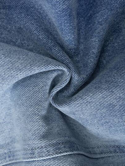 Manfinity Denimwave بنطلون جينز كاجوال فضفاض مهترئ مع تصميم رقعة جرافيكي للرجال