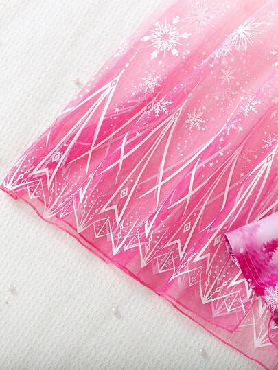 SHEIN Elladie kids طقم فتاة أنيق مكون من قطعتين: فستان أميرة بأكمام طويلة + رداء كيب من الشبك، مناسب للربيع والخريف