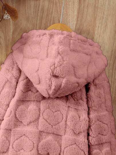 Elladie kids معطف كاجوال بغطاء رأس أكمام طويلة لون أحادي بسيط للفتيات الصغيرات