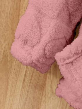Elladie kids معطف كاجوال بغطاء رأس أكمام طويلة لون أحادي بسيط للفتيات الصغيرات