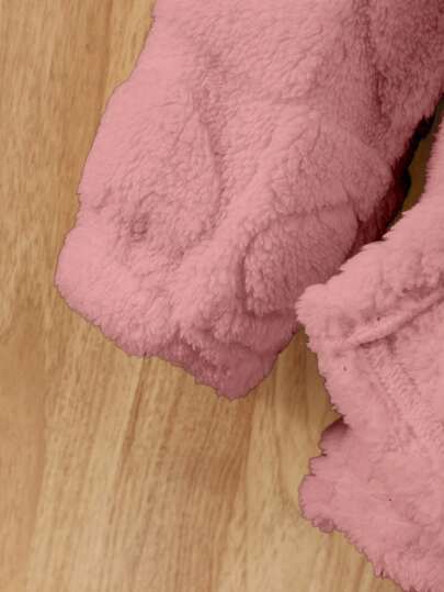 Elladie kids معطف كاجوال بغطاء رأس أكمام طويلة لون أحادي بسيط للفتيات الصغيرات