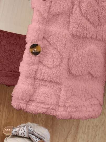 Elladie kids معطف كاجوال بغطاء رأس أكمام طويلة لون أحادي بسيط للفتيات الصغيرات