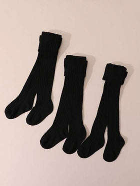 3 أزواج من سراويل الجوارب الملونة للبنات، جوارب ضيقة ذات خطوط رأسية، جوارب بسيطة متعددة الاستخدامات للأطفال، مرنة ومريحة، مناسبة لجميع المواسم